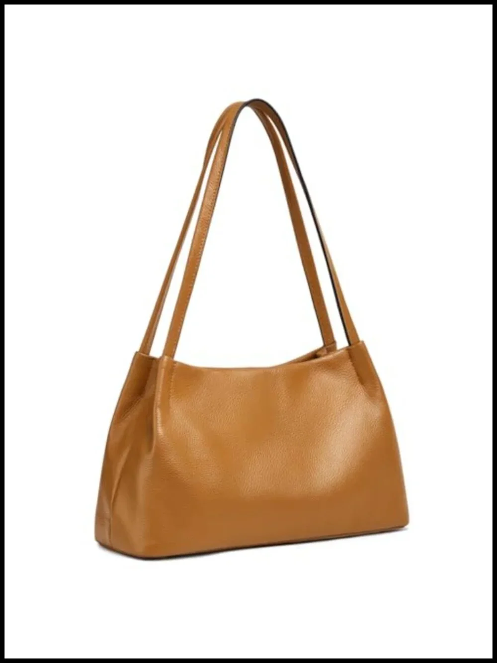 Top Grain Pebbled Cowhide Leather Hobo Bag with Magnetic Snap Closure